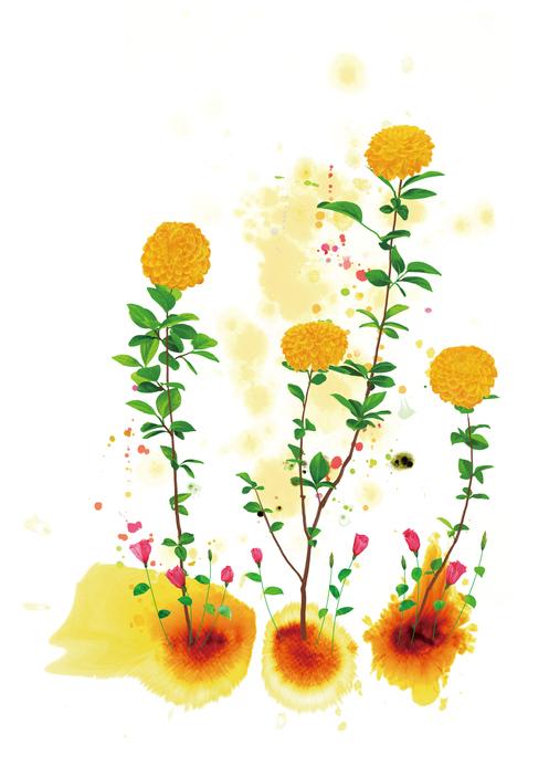 Rysunek z żółtymi kwiatkami